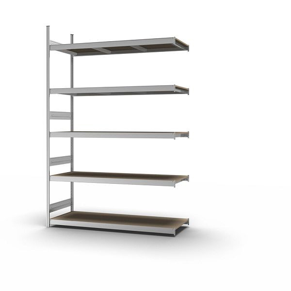 hofe Großfach-Anbauregal, 3000x600x2000 mm, 5 Fachebenen, Spanplatte verzinkt, 350 kg Fachlast, 2000 kg Feldlast, zweiseitige Bedienung, GZA30620S
