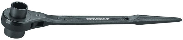GEDORE 17x19 mm Stahlbauknarre, Doppelsechskant, 1648934