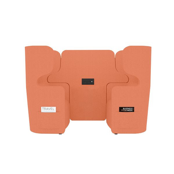 Bisley Raum in Raum Lösung Vivo, Zweisitzer, Hohe Rückenlehne, 2 Seitentaschen, 2 Steckdosen und 2 USB Anschlüsse, NE0120 pfirsich, VIVH2SETPS2.NE0120
