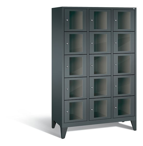 C+P Schließfachschrank Classic, 15 Fächer, H1850xB1200xT500 mm, Anthrazit, 8010A325 S10027