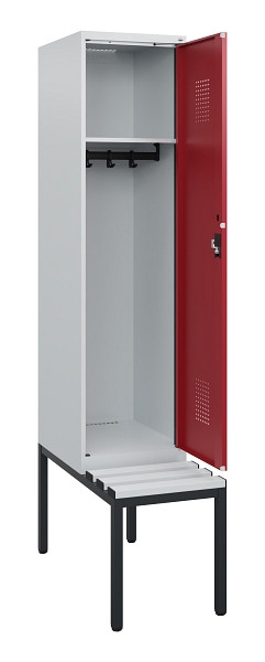 C+P Spind Evolo PLUS, 1 Abteil, 1950x400x815mm, 7035/3003, Zylinderschloss, Material Sitzfläche Kunststoff, Sitzbank, 0490505-12 S10085