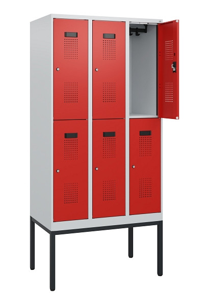 C+P Doppelstock-Spind Evolo PLUS, Gestell, 6 Fächer, 1950x900x500mm, 7035/3020, Zylinderschloss, 0493305-30 S10028