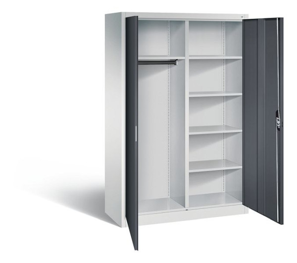 C+P Akten-/Garderobenschrank Acurado, H1950xB1200xT500mm, Farbe: Lichtgrau / Schwarzgrau, Muldengriff, 9480-30 S10039