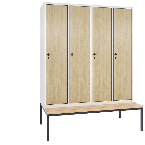 C+P Spind Evolo, 4 Abteile, H2090xB1590xT815 mm, Weiß/MDF Eiche, 48050-42 S10568