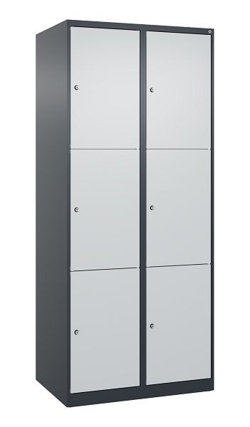 C+P Schließfachschrank Classic PLUS, 2 Abteile mit je 3 Fächern, 1850x800x500mm, 7016/7035, 080000-223 S10011