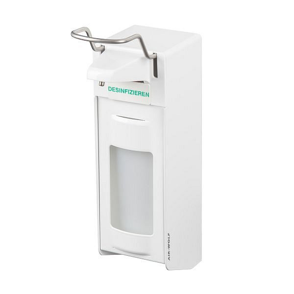 Air Wolf Desinfektionsmittel- und Seifenspender, Serie Omikron II, H x B x T: 330 x 95 x 168 mm, Alu weiß, WH Kunststoff, 35-453