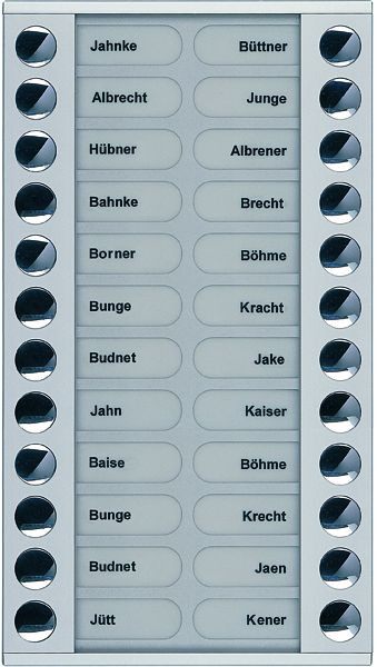 TCS Klingeltastenerweiterung für Audio Außenstation Serie PES/AVE 24 Klingeltasten (rechts-/linksbündig), AP silber, PET24-EN/04