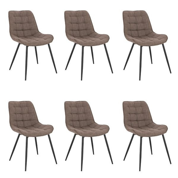 HOME DELUXE Polsterstuhl Esszimmer 6er Set IKALO – Webstoff Grau/Braun, 50866