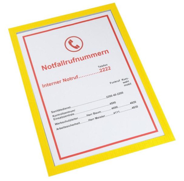 Eichner Magnetische Infotasche DIN A4 Basic, Farbe: Gelb, Fülltiefe 1,5 mm, VE: 5 Stück, 9015-00594-040