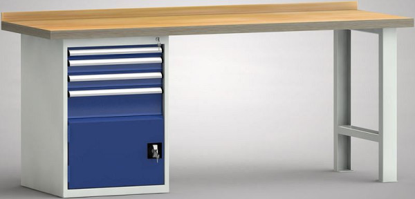 KLW Standard-Werkbank - 2000 x 700 x 840 mm L x T x H, links 50EA/2x75EA/150EA/Türe 350 mm, WS515N-2000M40-E1920