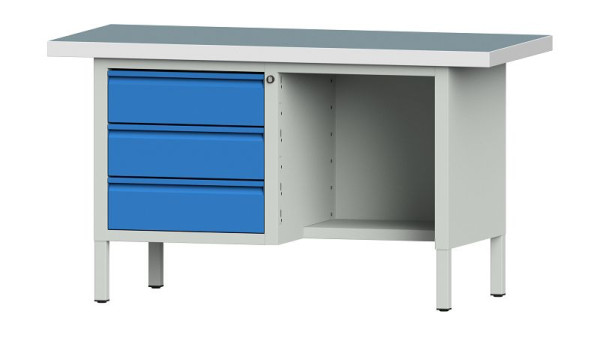 ANKE Werkbänke Kastenwerkbank, Modell 303 E, 1500 x 700 x 850 mm, RAL 7035/5012, UBP 50 mm, 510.305