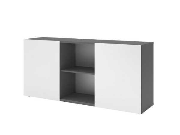 Hammerbacher Sideboard mit Schiebetüren 1780, 2 OH, Korpus: Graphit / Front: Weiß, 160 x 42 x 74,8 cm (BxTxH), V1780/G/W