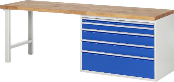 RAU Werkbank Serie 7000 - Baukasten-Bauweise, Unterbau-Container (5x XXL-Schublade), 2500x840x700 mm, 03-7711A1-257B4S.11