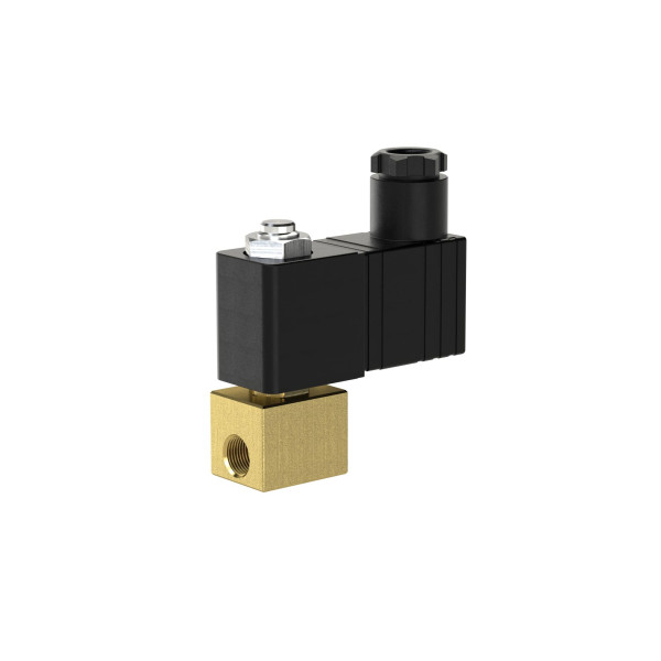 Riegler 2/2-Wege-Magnetventil, stromlos geschlossen, Messing, G 1/8, DN 2,0, PN 0-10, FPM, direktgesteuert 230V AC, 129275