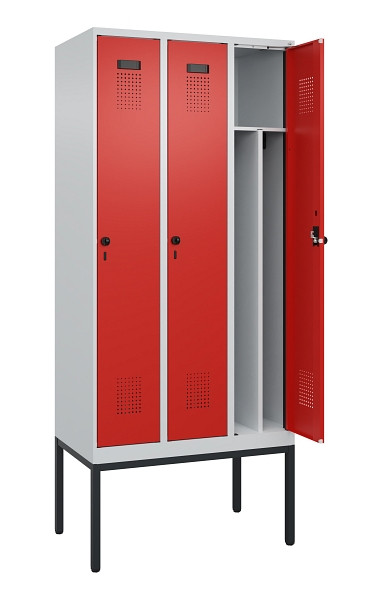 C+P Spind Evolo PLUS, Gestell, 3 Abteile, 2120x900x500mm, 7035/3020, Verschluss Drehriegel, 0490307-30F S10005