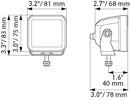 HELLA LED-Fernscheinwerfer, Black Magic Cube 3.2", 12/24V, 3000lm, quadratisch, Anbau/geschraubt, Nahfeld- ECE-R10, 500mm, 1FA 358 176-851