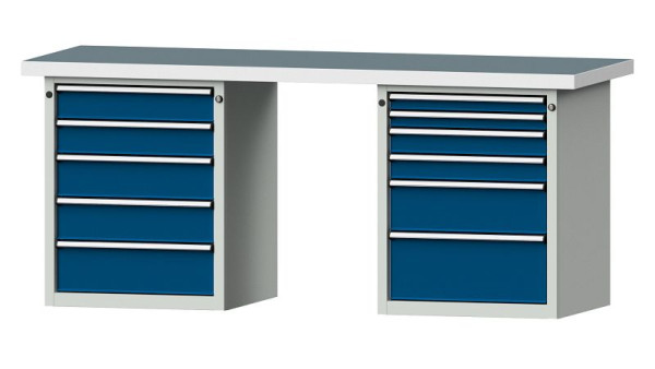 ANKE Werkbänke Kombiwerkbank, Modell 841 V, 2000 x 700 x 850 mm, RAL 7035/5010, UBP 50 mm, 415.122