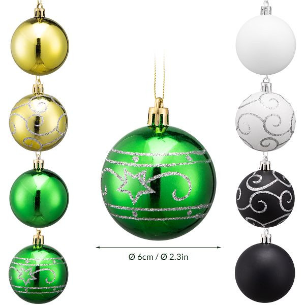 casaria Weihnachtskugeln Bunt 24 tlg in matt glänzend & glitzernd, 109095
