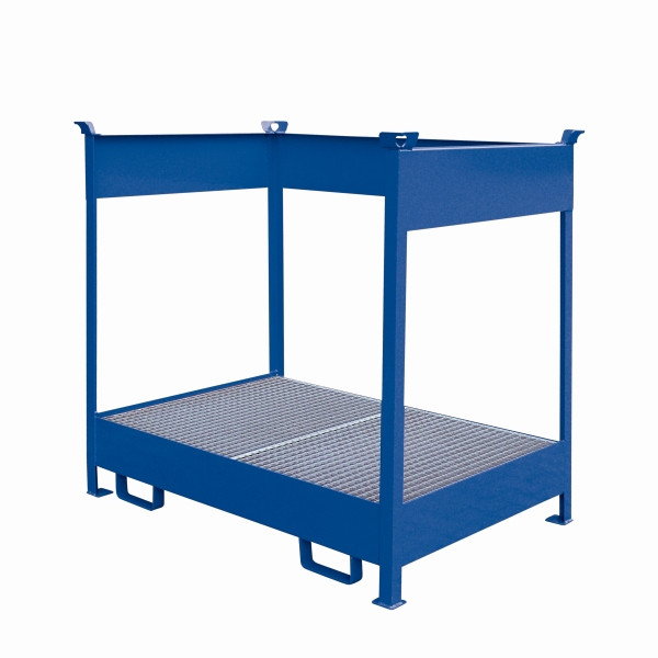 Eichinger Industrie Fass-Stapelpalette mit Auffangwanne, 2 x Fässer enzianblau, 22630000000097