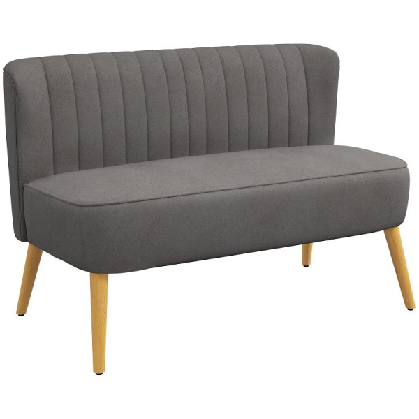HOMCOM Sofa Retrodesign 2-Sitzer-Sofa, Holzbeine, 117 x 56,5 x 77 cm, Dunkelgrau, 833-524V05CG