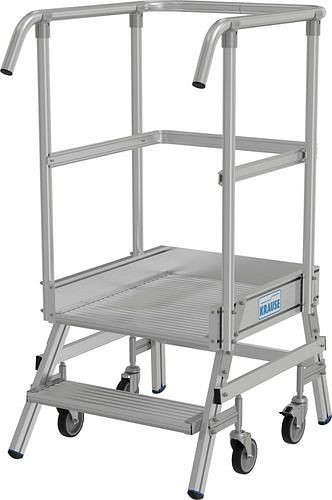 Krause Podest-Leiter aus Aluminium, fahrbar, 2 Stufen, einseitig besteigbar, gemäß EN 131-7, 312163