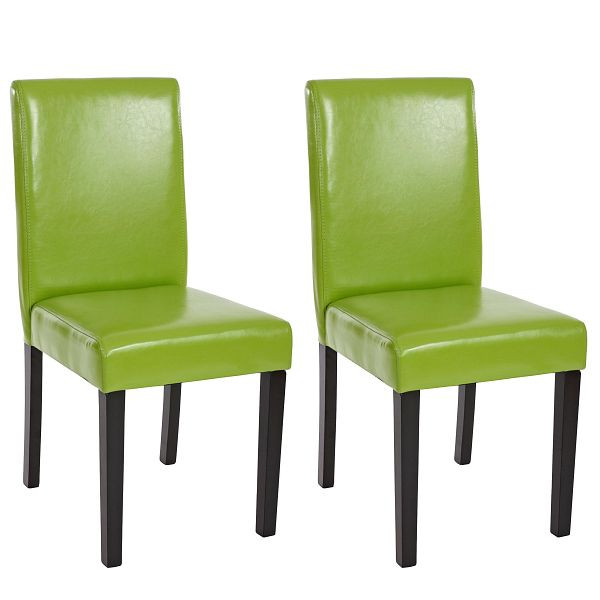 Mendler 2er-Set Esszimmerstuhl Stuhl Küchenstuhl Littau, Kunstleder, grün, dunkle Beine, 33693