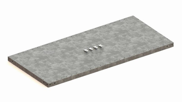 Meta Zusatzboden für Steckregal Meta CLIP 150, Höhe: 40mm, Länge: 1300mm, Tiefe: 600mm, RAL 7035 lichtgrau, inkl. 4 Fachbodenträger, 9900004452