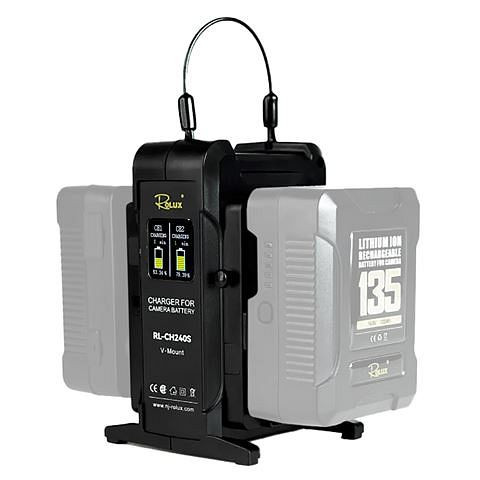 Rolux Doppel-Schnelladegerät RL-CH240S für V-Mount Akku, 340027