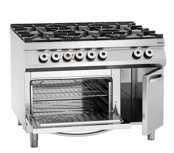 Bartscher 6 Flammen Gasherd, Elektrobackofen 2/1GN, Neutralschrank, 2952481