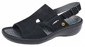 ABEBA ESD-Berufsschuhe Reflexor® Comfort Sandale schwarz ESD, OB, Ristbereich mit Gummizug, Fersenriemen feststehend, verstellbar, Velours, 36872-38