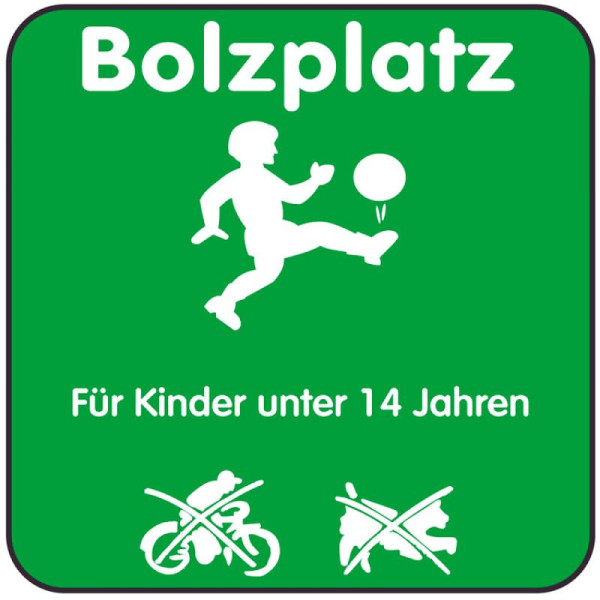 Stein HGS Spielplatzschild, Bolzplatz - Für Kinder unter 14 Jahren, 420 x 420 mm, 14852