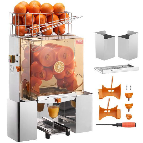 VEVOR Kommerzielle Orangenpresse Automatischer 120-W-Entsafter, Edelstahl-Orangenpresse für 20 Orangen pro Minute, TSZDJLCZJBZDVGFHDV2