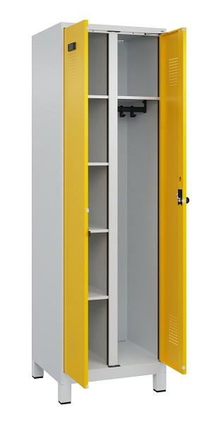 C+P Wäsche-/Garderobenspind Evolo PLUS, mit Füßen, 2 Abteile, 1950x600x500mm, 7, Frontfarbe RAL 1023 Verkehrsgelb, Drehriegel, 049610-20 S10001