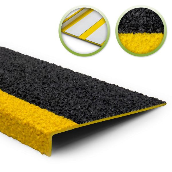 Moravia Antirutschkantenprofil GFK, extra stark, schwarz/gelb, Breite 600 mm, selbstklebend, 327636