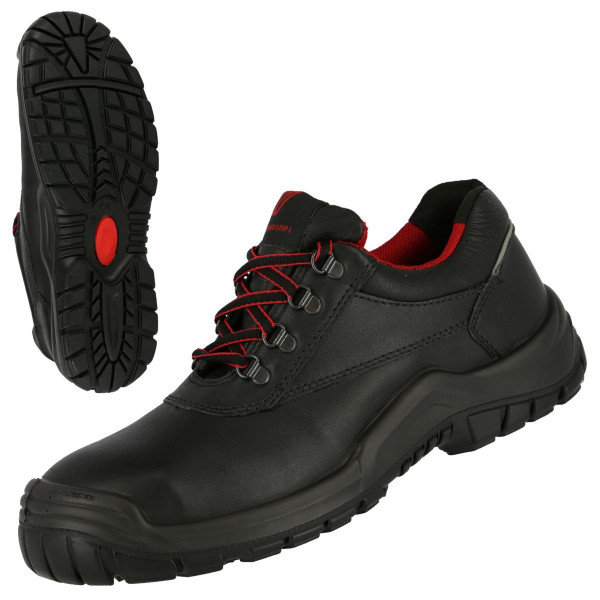 NITRAS POWER STEP, S3 HRO SRC Sicherheitshalbschuhe, strapazierfähiges Vollleder, schwarz, Größe: 43, VE: 10 Paar, 7210-43