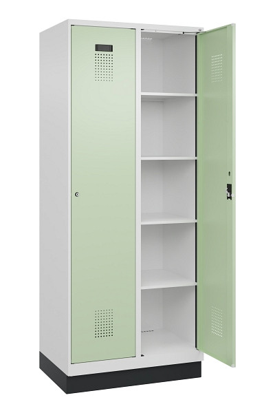 C+P Wäsche-Spind Evolo PLUS, mit Sockel, 2 Abteile, 1950x800x500mm, 9016/6019, Verschluss Zylinderschloss, Ablageböden 8, 049020-22B S10046