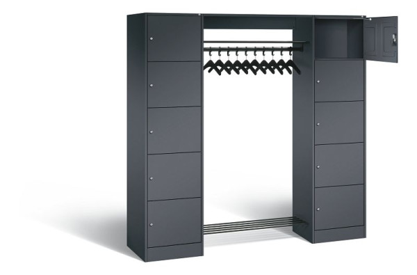 C+P Offene Garderobe Serie 8070, H1950xB1870xT480mm, Farbe: Schwarzgrau, 82710-00 S10066