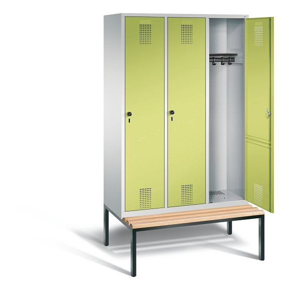 C+P Garderobenschrank Evolo, H2090xB1200xT815mm, Farbe: Lichtgrau / Viridingrün, 48050-32 S10344