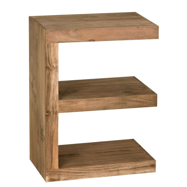 Wohnling Beistelltisch MUMBAI Massivholz Akazie E Cube 60 cm hoch, Design braun Landhaus-Stil, WL1.450