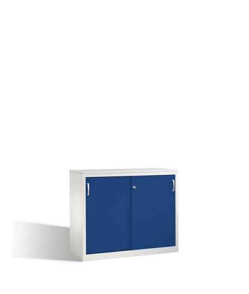 C+P Sideboard mit Schiebetüren Acurado, H1000xB1200xT500mm, Farbe: Lichtgrau / Enzianblau, Bügelgriff, 2056-00 S10050
