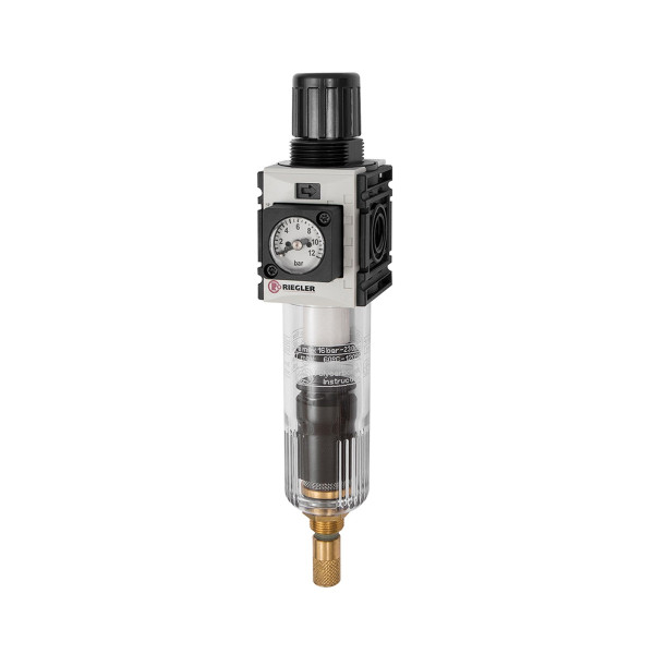 Riegler Filterregler »FUTURA-mini«, PC-Behälter, Kompaktmanometer, VA, G 1/4, 0,1-4, 142420