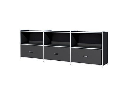 Kerkmann Sideboard breit mit 1 Schubfach für 2 OH, Artline, B 2360 x T 380 x H 780 mm, anthrazit, 13799313