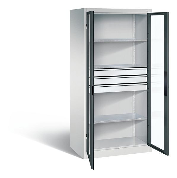 C+P Werkzeugschrank Acurado, H1950xB930xT600mm, Farbe: Lichtgrau / Anthrazitgrau, Muldengriff, 8922-5530 S10055
