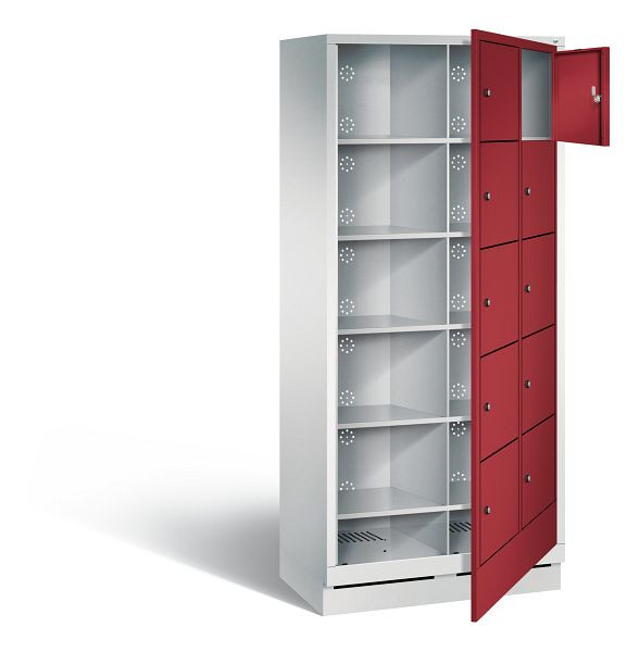 C+P Wäsche-Ausgabeschrank Evolo, H1800xB810xT500mm, Farbe: Lichtgrau / Rubinrot, 48160-205 S10001