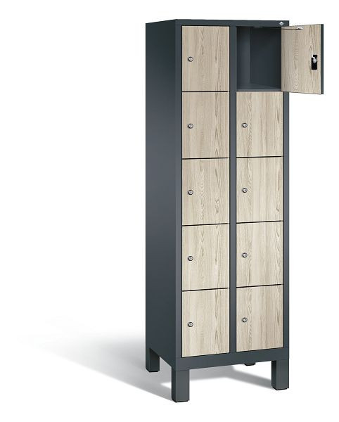 C+P Schließfachschrank Evolo, H1850xB610xT500mm, Farbe: Anthrazitgrau / Dekor Sen-Esche, 48010-205 S10193