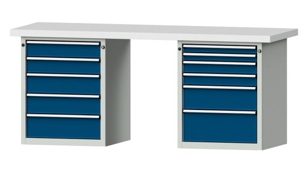 ANKE Werkbänke Kombiwerkbank, Modell 841 V, 2000 x 700 x 850 mm, RAL 7035/5010, KSP 50 mm, 415.118