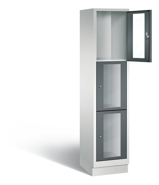 C+P Schließfachschrank Classic, H1800xB420xT500mm, Farbe: Lichtgrau / Anthrazitgrau, 8020A123 S10016