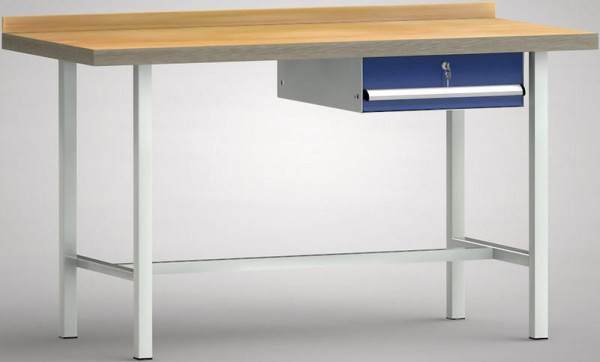 KLW Standard-Werkbank - 1500 x 700 x 840 mm L x T x H, mit einer Einzelschublade 150 mm Fh-EA, rechts, WS001N-1500M40-E7002