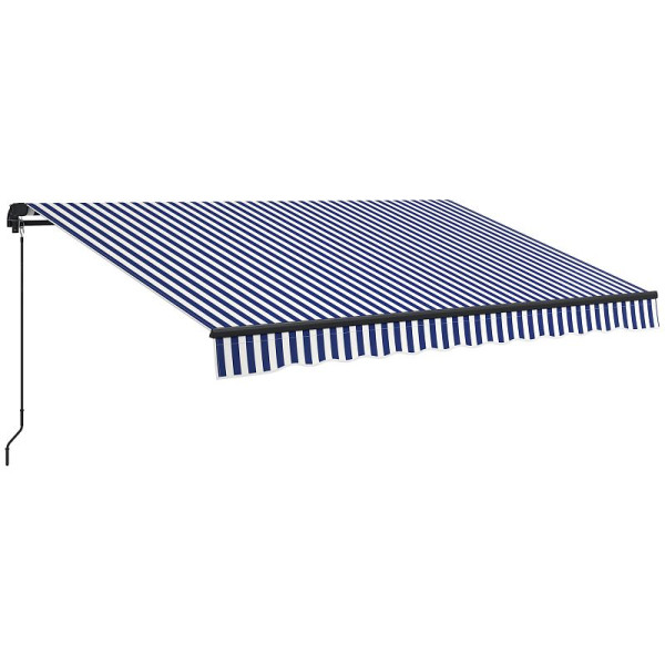 Outsunny Sonnenmarkise Markise Terrassenmarkise, inkl. Handkurbel, wetterbeständig, 350 x 290 cm, Blau + Weiß, 840-264V04BU
