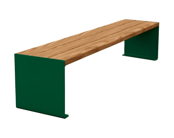 Procity Sitzbank Kube, 1800 mm, Stahl & Holz Ohne Rückenlehne, helle Eiche/RAL 6005, 306392.6005.CHEC